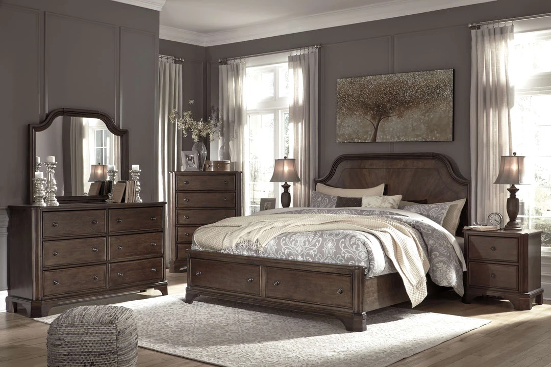 Signature Design By Ashley® Adinton - Brown - 6 Pc. - Dresser, Mirror, Chest & Queen Panel Bed With 2 Storage Drawers Bedroom Sets 3 Signature Design By Ashley® Adinton - Brown - 6 Pc. - Dresser, Mirror, Chest & Queen Panel Bed With 2 Storage Drawers Bedroom Sets