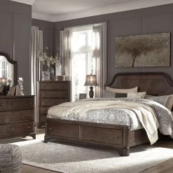 Signature Design By Ashley® Adinton - Brown - 6 Pc. - Dresser, Mirror, Chest, King Panel Bed With 2 Storage Drawers Bedroom Sets