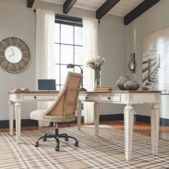 Signature Design By Ashley® Realyn - Ultimate Best In Class L Shaped Desk With Lift Top, Swivel Desk Chair Home Office Sets