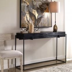 Tables Uttermost Telone Modern Black Console Table