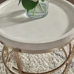 Signature Design By Ashley® Montiflyn - White/gold Finish - Round End Table Tables
