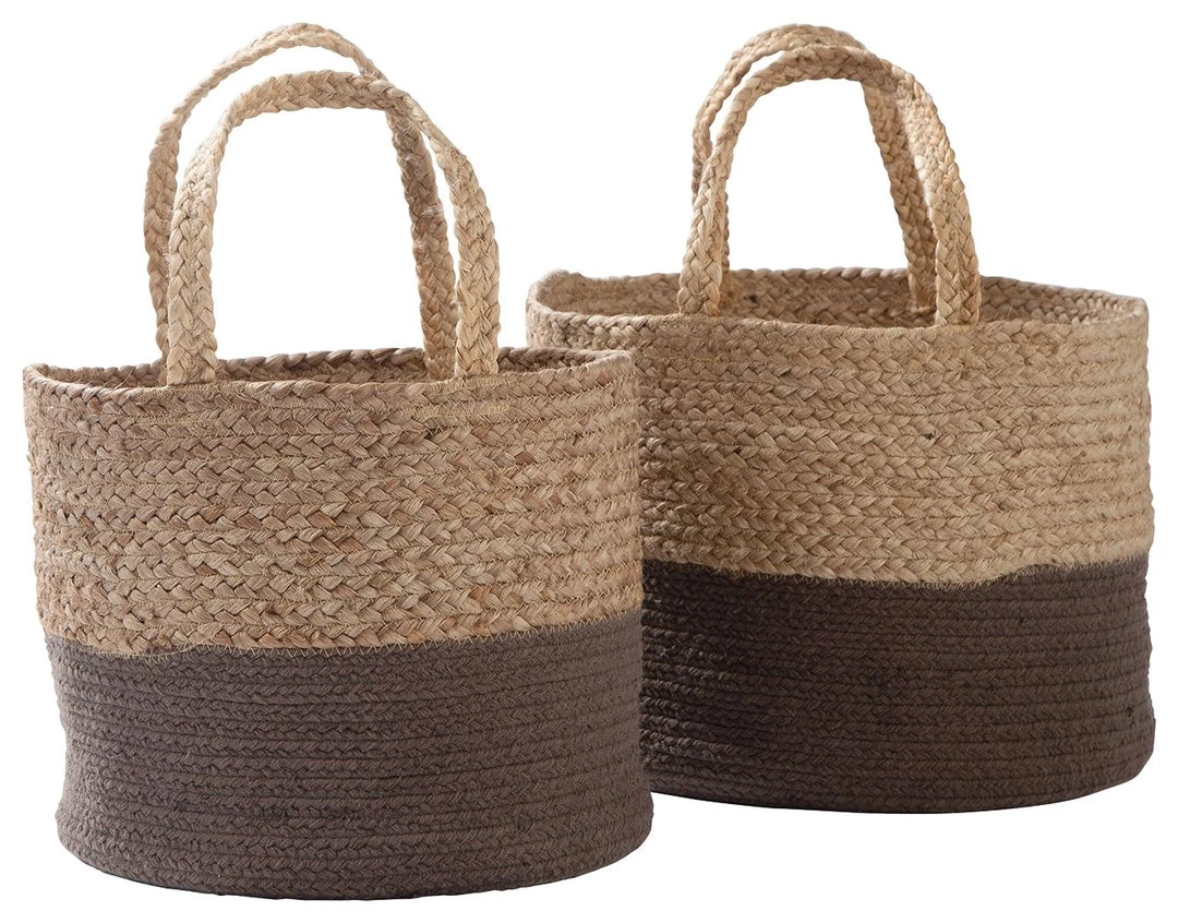 Ashley Furniture Parrish - Natural/charcoal - Basket Set (2/cn) 4 Ashley Furniture Parrish - Natural/charcoal - Basket Set (2/cn)
