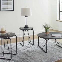 Ashley Furniture Garvine - Charcoal/black - Occasional Table Set (3/cn)
