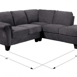 Emerald Home Clayton Rsf Sectional Charcoal Gray Sectionals