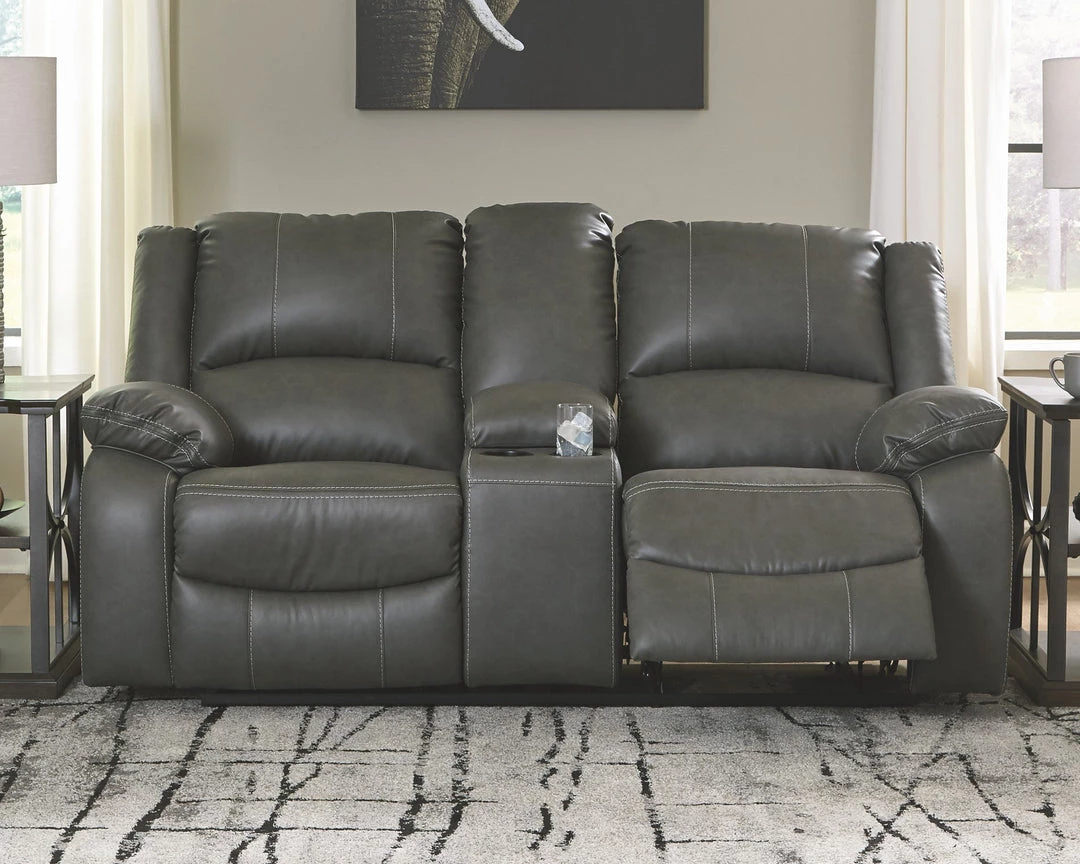 Ashley Furniture Calderwell - Gray - Dbl Rec Loveseat W/console 8 Ashley Furniture Calderwell - Gray - Dbl Rec Loveseat W/console