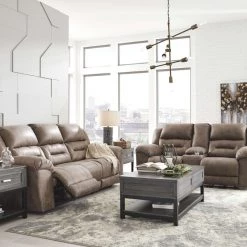 Signature Design By Ashley® Reclining Furniture Stoneland - Reclining Sofa, Double Reclining Loveseat With Console