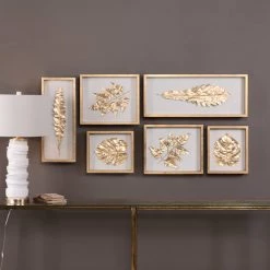 Uttermost Golden Leaves Shadow Box Set/6