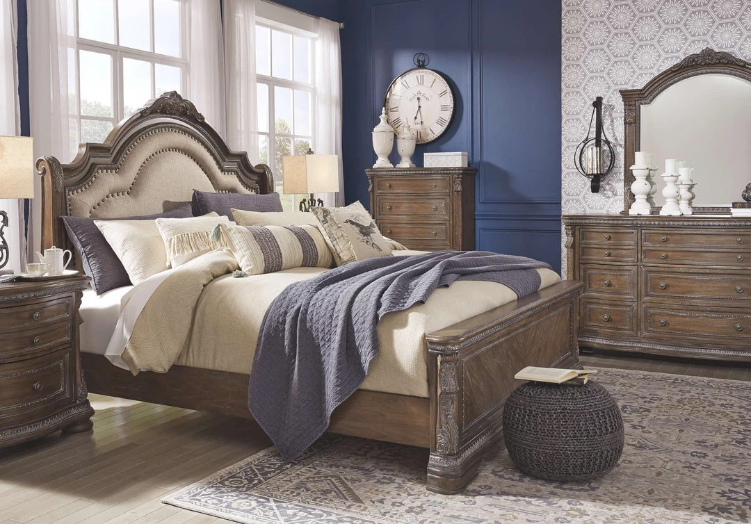 Signature Design By Ashley® Charmond - Brown - King Upholstered Sleigh Bed Beds 5 Signature Design By Ashley® Charmond - Brown - King Upholstered Sleigh Bed Beds