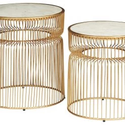 Ashley Furniture Vernway - White/gold Finish - Accent Table Set (2/cn)