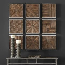 Accessories Uttermost Bryndle Rustic Wooden Squares S/9 8 Accessories Uttermost Bryndle Rustic Wooden Squares S/9