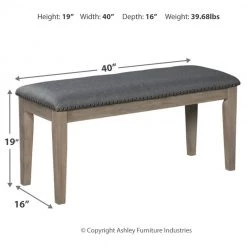 Ashley Furniture Aldwin - Dark Gray - Upholstered Bench