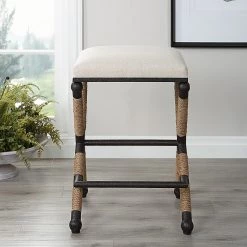 Stools Uttermost Firth Rustic Oatmeal Counter Stool