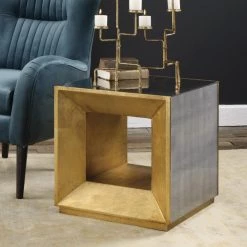 Uttermost Flair Gold Cube Table