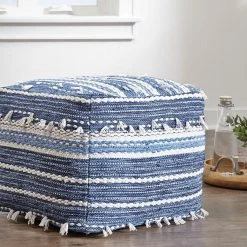 Ashley Furniture Anthony - Blue/white - Pouf Accessories