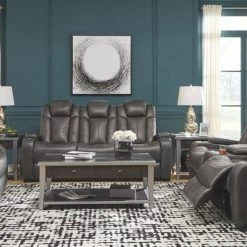 Signature Design By Ashley® Turbulance - Quarry - Pwr Rec Sofa With Adj Headrest Sofas