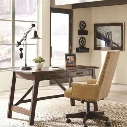 Signature Design By Ashley® Baldridge - Rustic Brown - 2 Pc. - Large Leg Desk, Upholstered Swivel Desk Chair