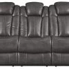 Signature Design By Ashley® Turbulance - Quarry - Pwr Rec Sofa With Adj Headrest Sofas
