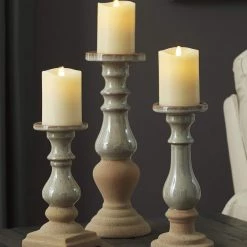 Ashley Furniture Emele - Taupe - Candle Holder Set (3/cn) Table Decor
