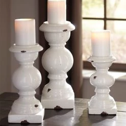 Ashley Furniture Devorah - Antique White - Candle Holder Set (3/cn) Table Decor