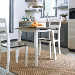 Signature Design By Ashley® Woodanville - Cream/Ultimate Best In Class Round Dining Room Drop Leaf Table, 2 Side Chairs