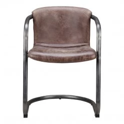 Moe's Home Collection Chairs Freeman Dining Chair Grazed Brown Leather-m2
