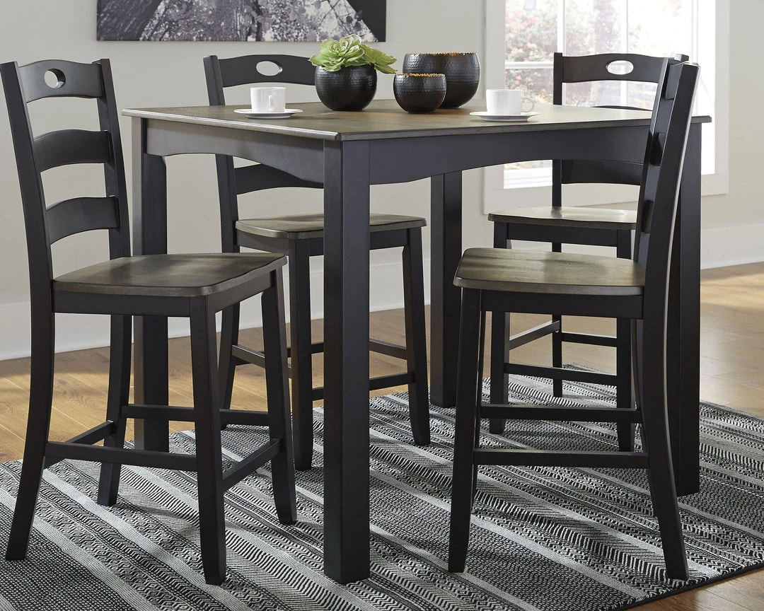 Ashley Furniture Froshburg - Black - Square Counter Tbl Set (5/cn) Dining Room Sets 4 Ashley Furniture Froshburg - Black - Square Counter Tbl Set (5/cn) Dining Room Sets