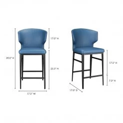 Moe's Home Collection Delaney Counter Stool Steel Blue
