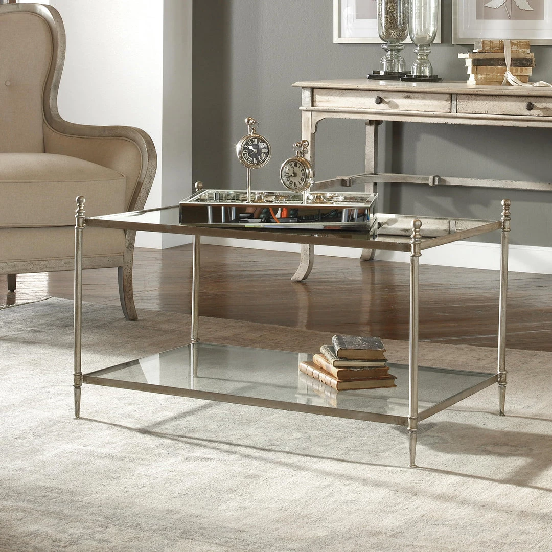 Uttermost Gannon Mirrored Glass Coffee Table 7 Uttermost Gannon Mirrored Glass Coffee Table