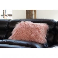 Moe's Home Collection Accessories Lamb Fur Pillow Rect. Pink