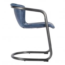 Moe's Home Collection Chairs Freeman Dining Chair Kaiso Blue Leather -m2