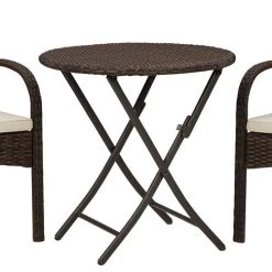 Ashley Furniture Outdoor Sets Anchor - Brown - Chairs W/cush/table Set (3/cn)