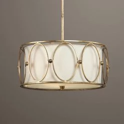 Accessories Uttermost Ovala 3 Light Gold Drum Pendant