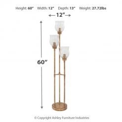 Ashley Furniture Emmie - Antique Gold Finish - Metal Floor Lamp (1/cn)