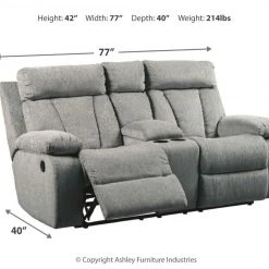 Ashley Furniture Mitchiner - Fog - Dbl Rec Loveseat W/console