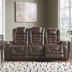 Signature Design By Ashley® Sofas Game - Bark - Pwr Rec Sofa With Adj Headrest