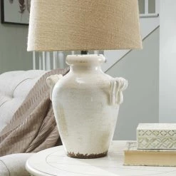 Ashley Furniture Accessories Emelda - Cream - Ceramic Table Lamp (1/cn)