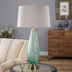 Accessories Uttermost Lenado Sea Green Glass Table Lamp