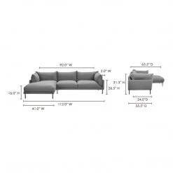 Moe's Home Collection Jamara Sectional Charcoal Left Sectionals