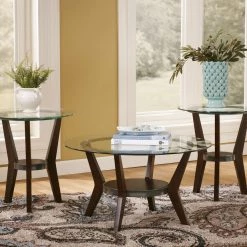 Ashley Furniture Fantell - Dark Brown - Occasional Table Set (3/cn)