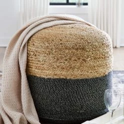 Ashley Furniture Accessories Sweed - Natural/black - Pouf - Round