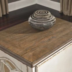 Ashley Furniture Realyn - White/brown - Chair Side End Table - Insert Mirror Tables