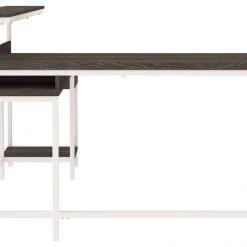 Ashley Furniture Dorrinson - White / Black / Gray - L-desk With Storage