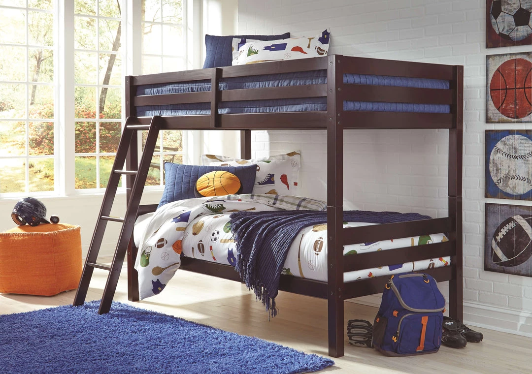 Ashley Furniture Halanton - Dark Brown - Twin/twin Bunk Bed W/ladder Beds 5 Ashley Furniture Halanton - Dark Brown - Twin/twin Bunk Bed W/ladder Beds