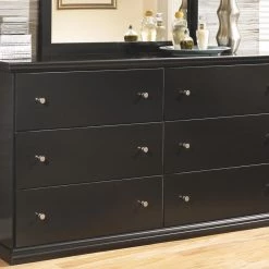Signature Design By Ashley® Bedroom Sets Maribel - Black - 4 Pc. - Dresser, Mirror & Queen Panel Headboard With Bolt On Bed Frame