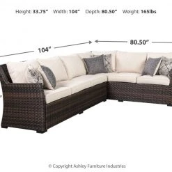 Ashley Furniture Easy - Dark Brown/beige - Sofa Sec/chair W/cush (3/cn) Outdoor Sets