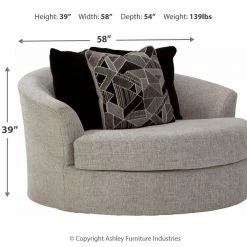 Ashley Furniture Megginson - Storm - Oversized Round Swivel Chair 14 Ashley Furniture Megginson - Storm - Oversized Round Swivel Chair