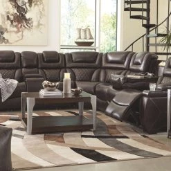Signature Design By Ashley® Warnerton - Chocolate - Left Arm Facing Power Loveseat 3 Pc Sectional