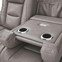 Ashley Furniture Sofas The Man-den - Gray - Pwr Rec Sofa With Adj Headrest