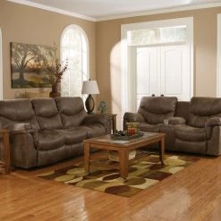 Ashley Furniture Reclining Furniture Alzena - Gunsmoke - Dbl Rec Loveseat W/console