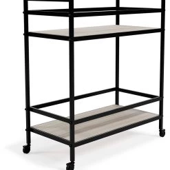 Ashley Furniture Waylowe - Black/tan - Bar Cart Bars & Bar Carts